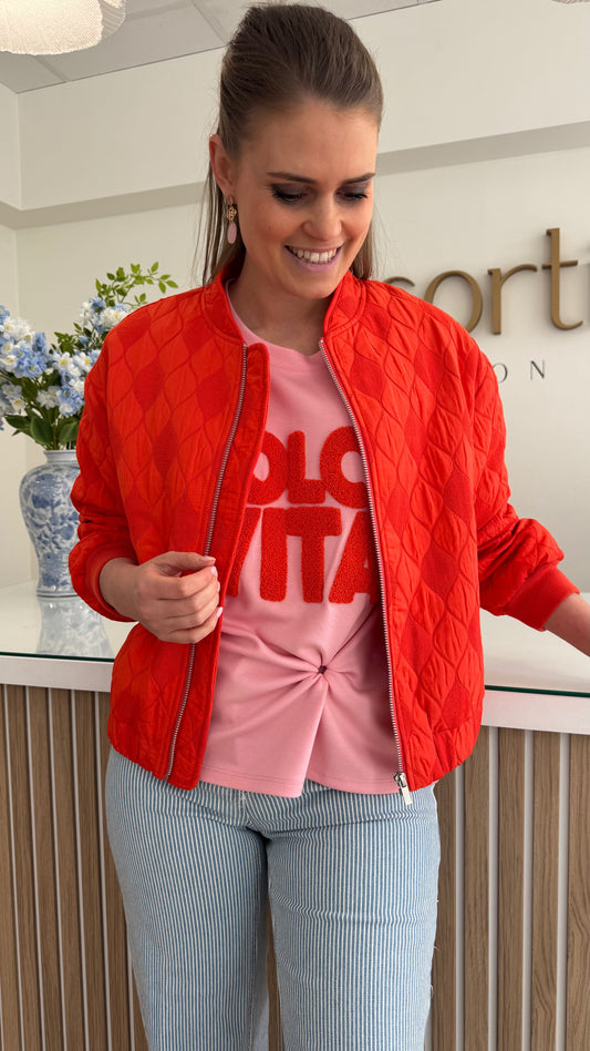 Quilted jacket - koraal