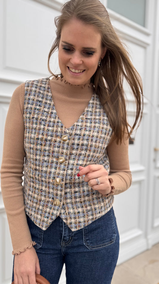 Chanel vestje Sophie - camel/blauw
