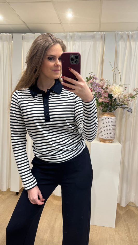 Polo t-shirt Bri 2 - donkerblauw/wit