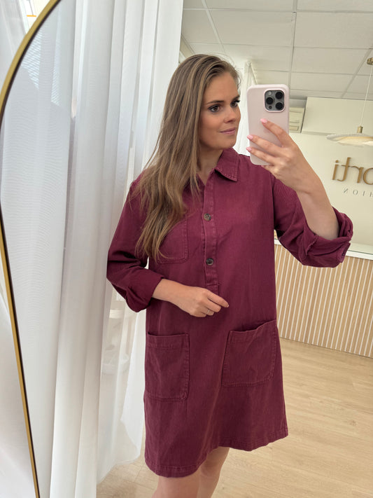 Jeansdress LS - bordeaux