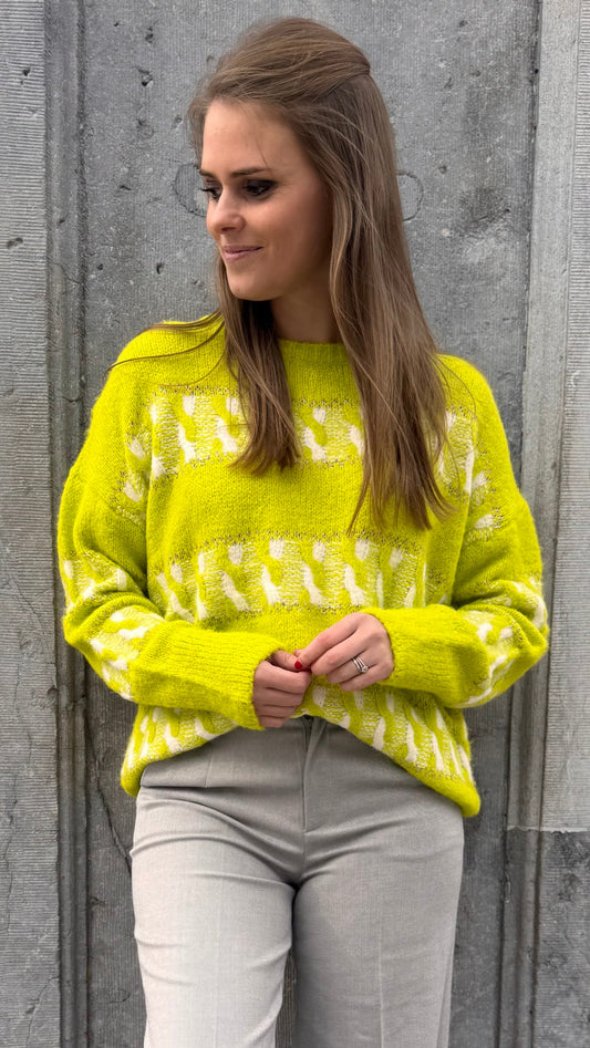 Sweater striped jacquard - city lime