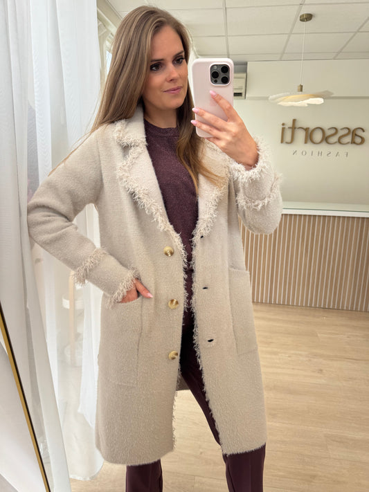 Catena cardigan fringes - stone