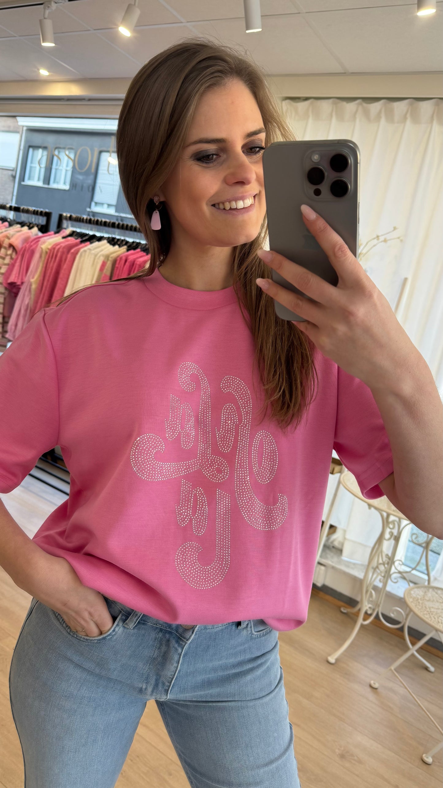 Rosie t-shirt strass - fushia