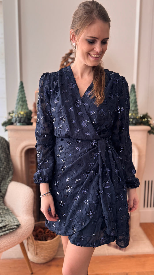 Kleedje sequins - donkerblauw