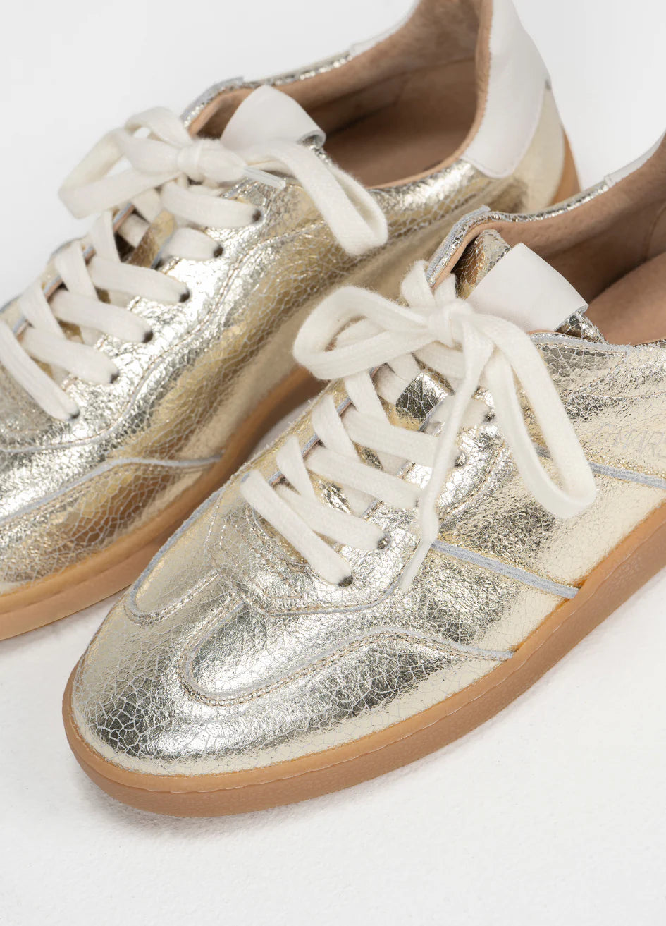 poona crackled sneakers - champagne
