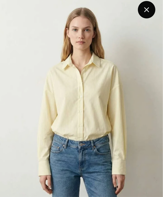 Gestreepte blouse kraag - lichtgeel/wit