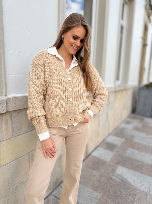 cardigan oversize lurex - light sand