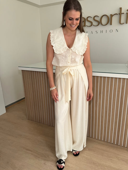Flowy broek striklint - beige