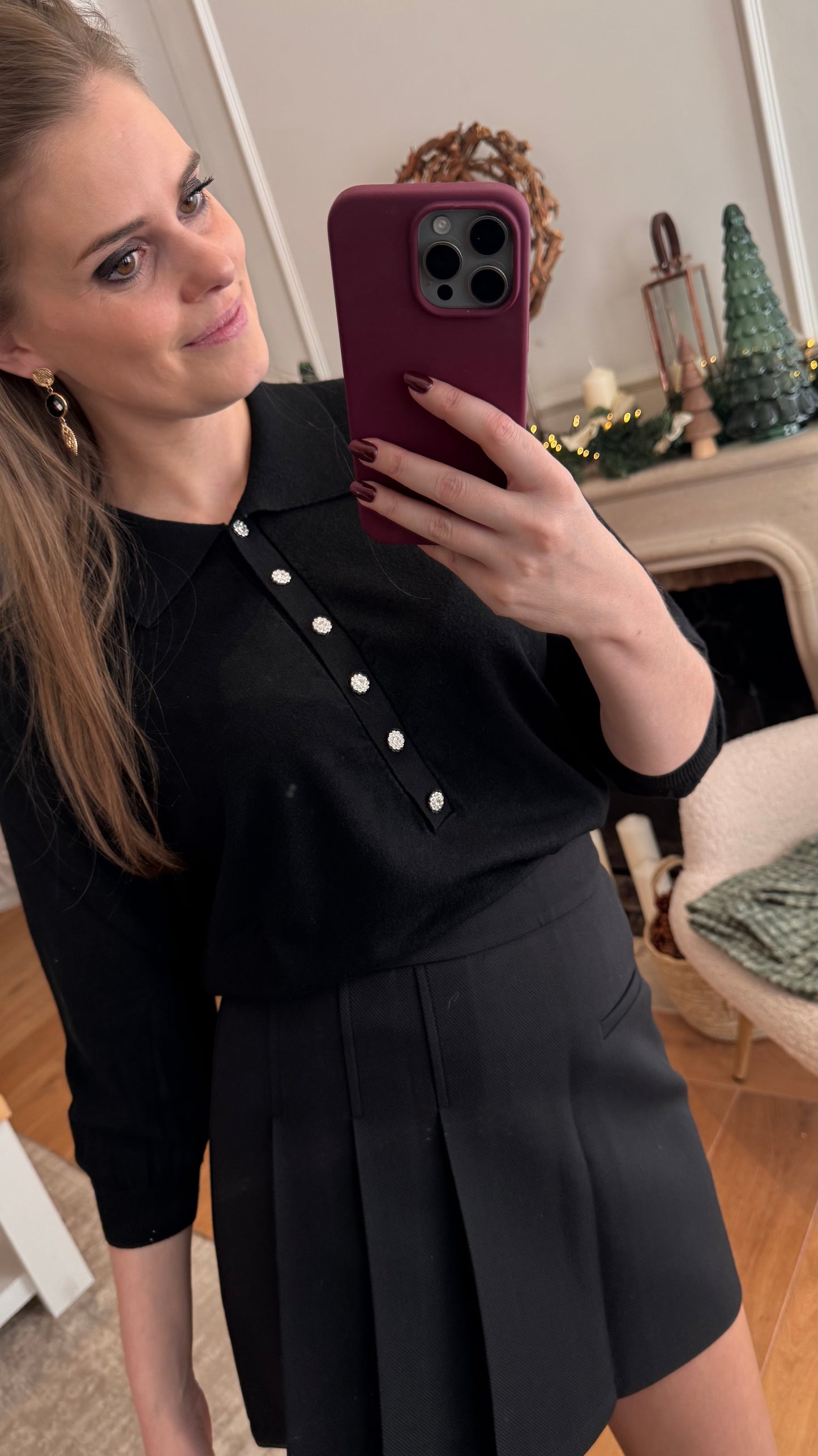 Garland truitje strass knoopjes - zwart