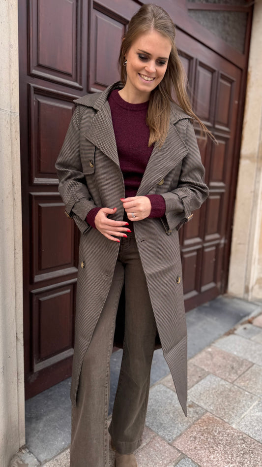 Trenchcoat ruit - bruin