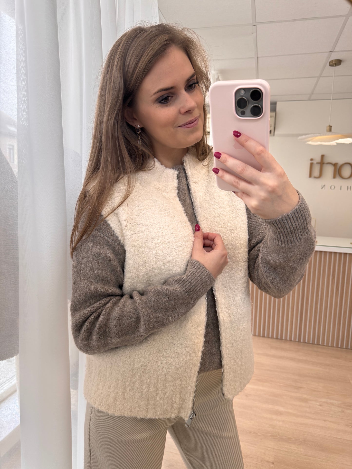 54835 Cardigan ZM rits - offwhite