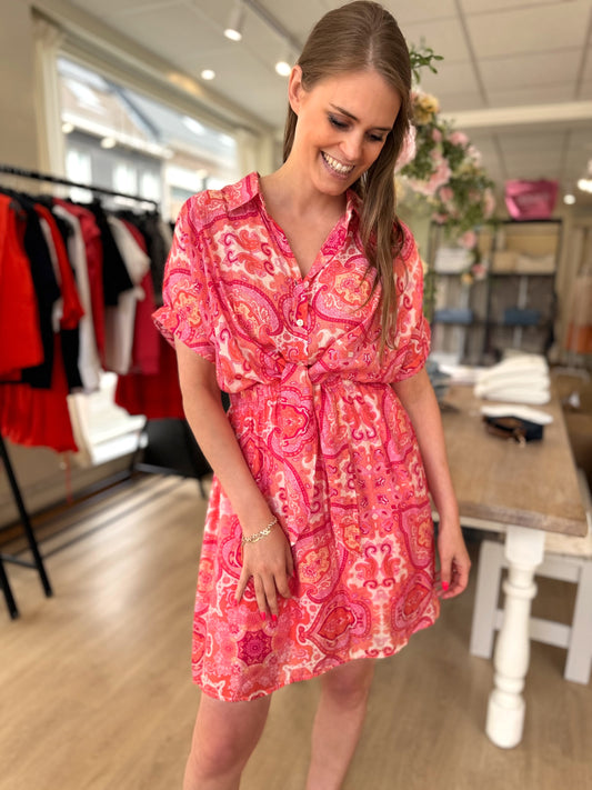 Kleedje paisley print - rood