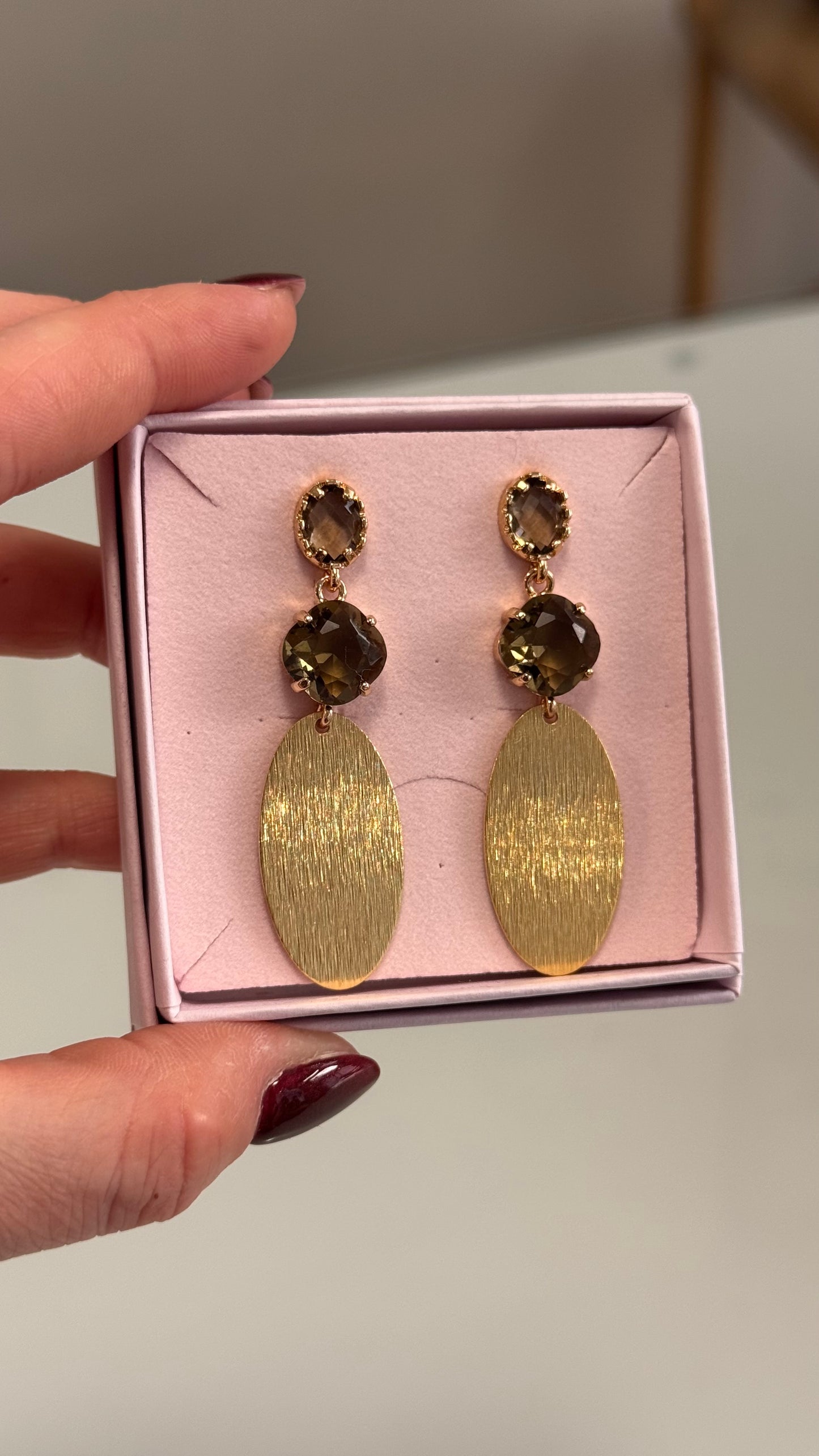 Oorbel O2502 - bruin/goud