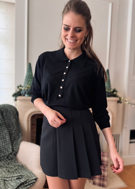 Garland truitje strass knoopjes - zwart