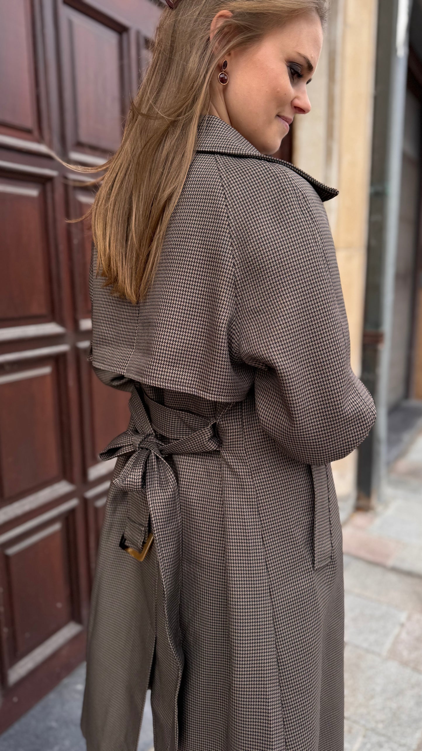Trenchcoat ruit - bruin