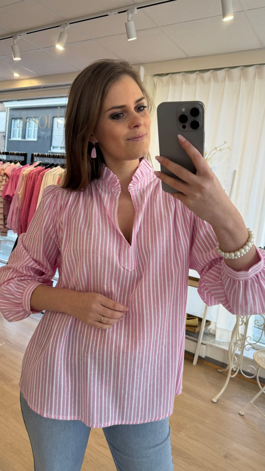 Gestreepte blouse - roze