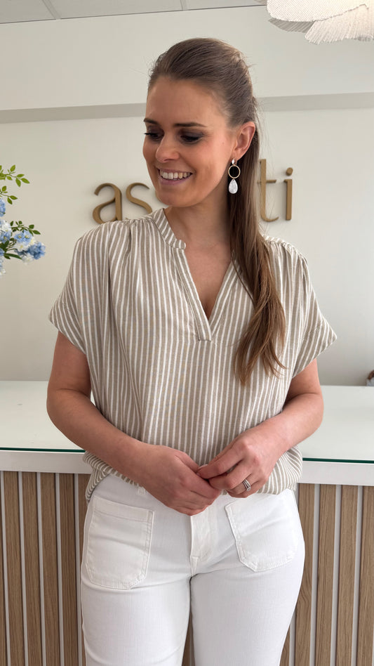 Milia linnen top - stripe