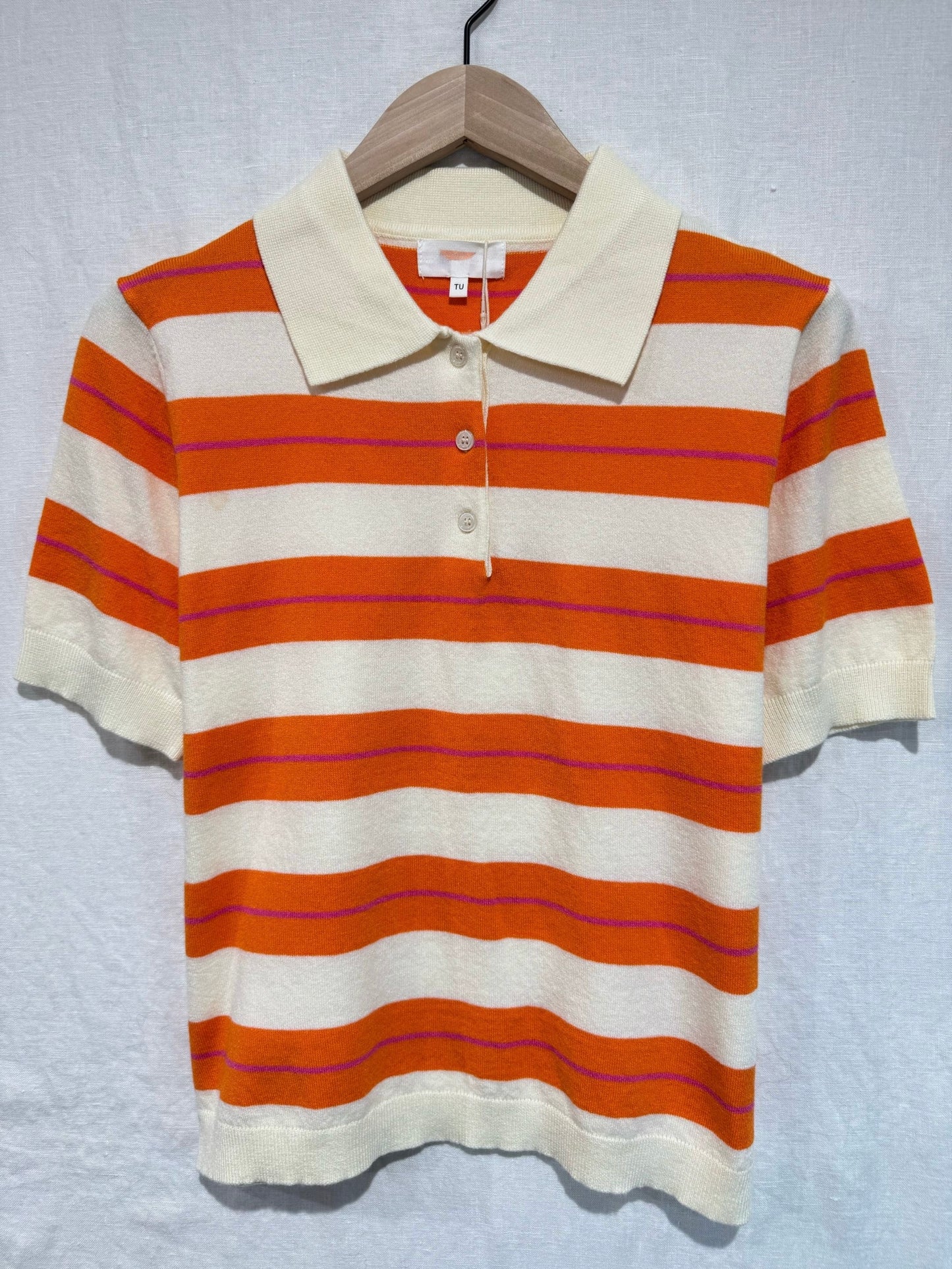 Truitje KM kraagje - ecru/oranje