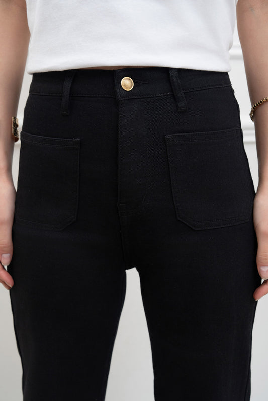 Stretch broek zakjes - zwart
