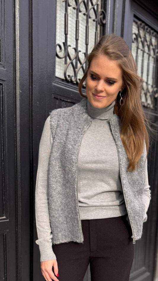 Sleeveless pullover with zipper - Mid grey
