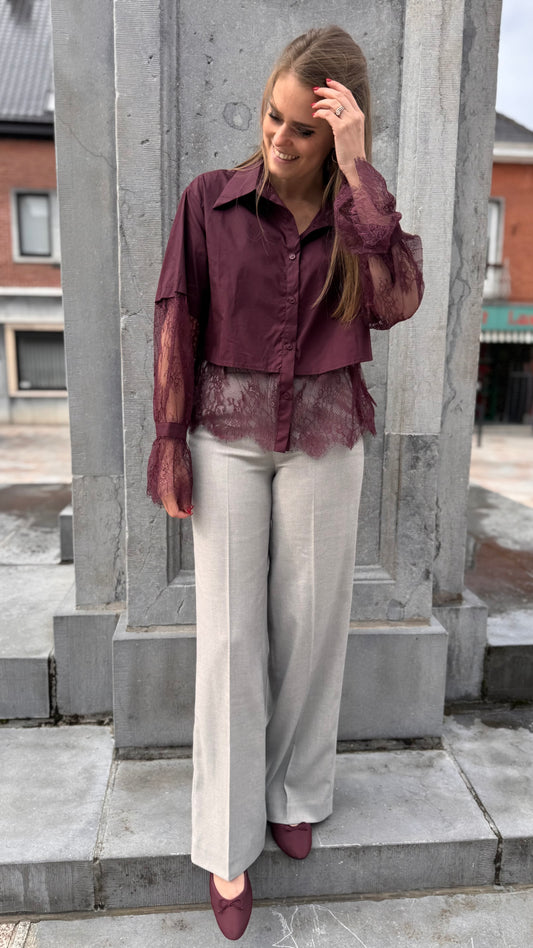 Trousers wide leg lurex - light grey