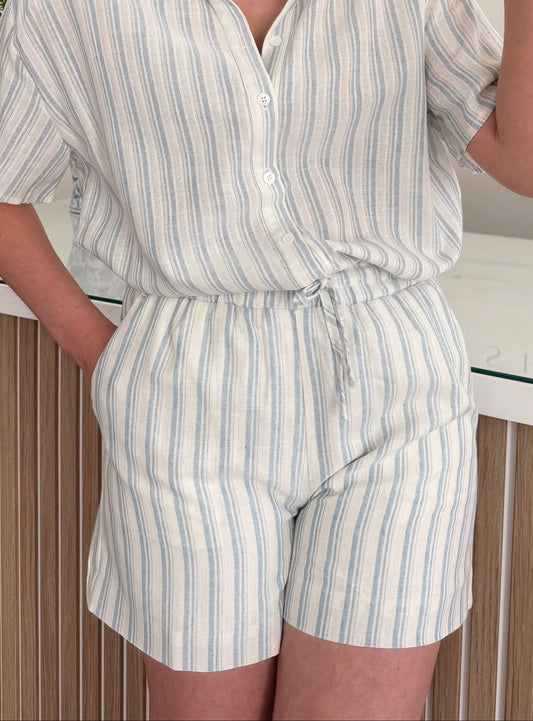 Short muriel streep - lichtblauw/ecru