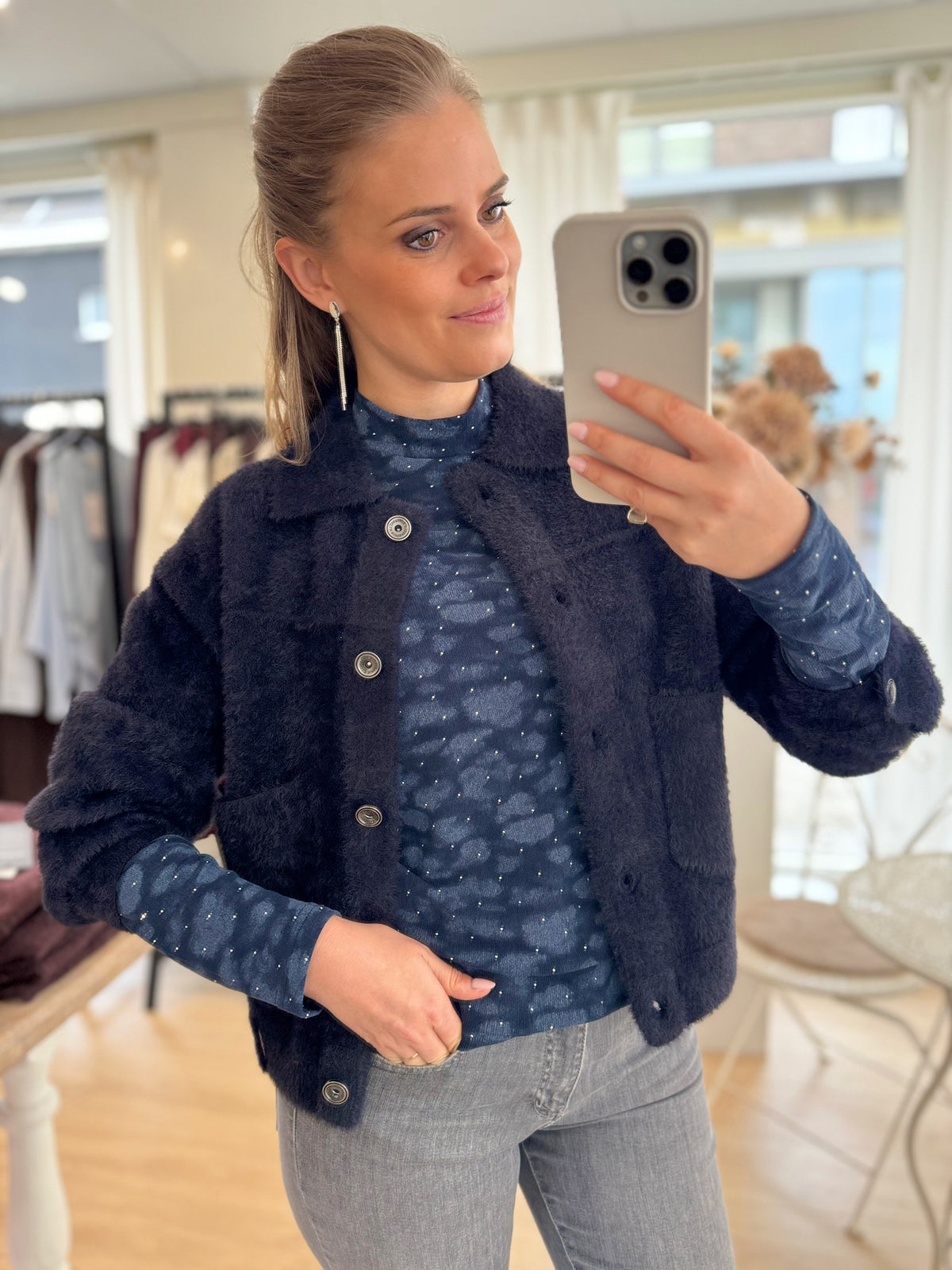top turtle neck straps - blauw