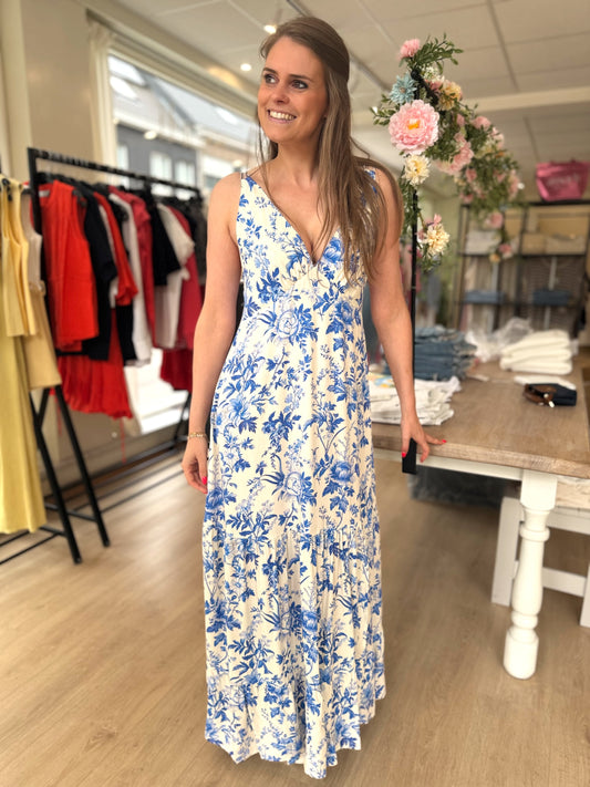 Santorini dress print - blauw