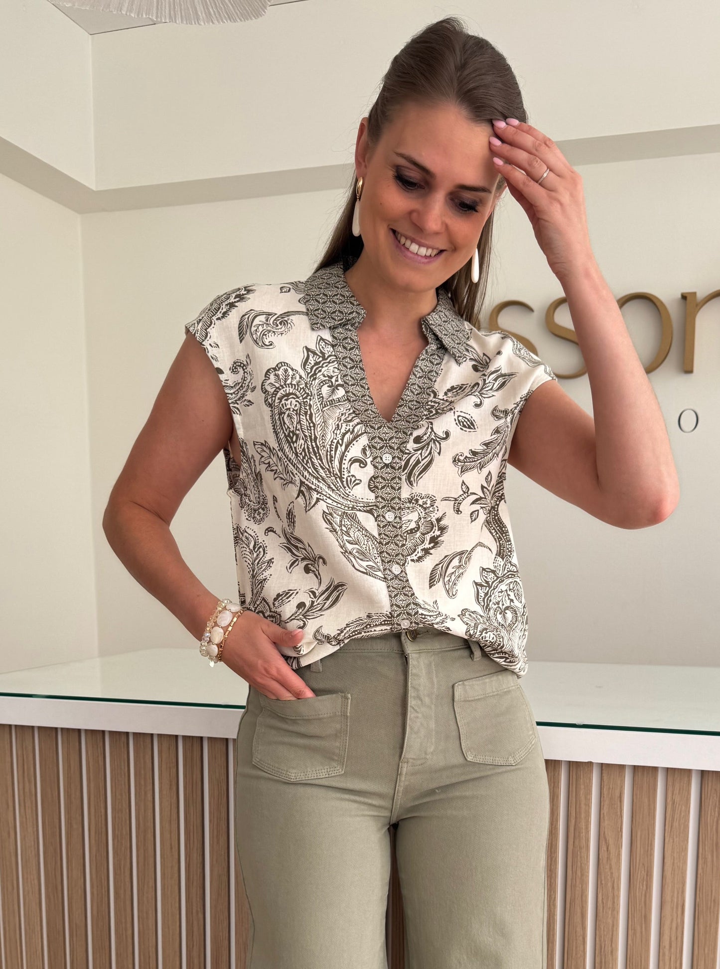 Misa top print - khaki