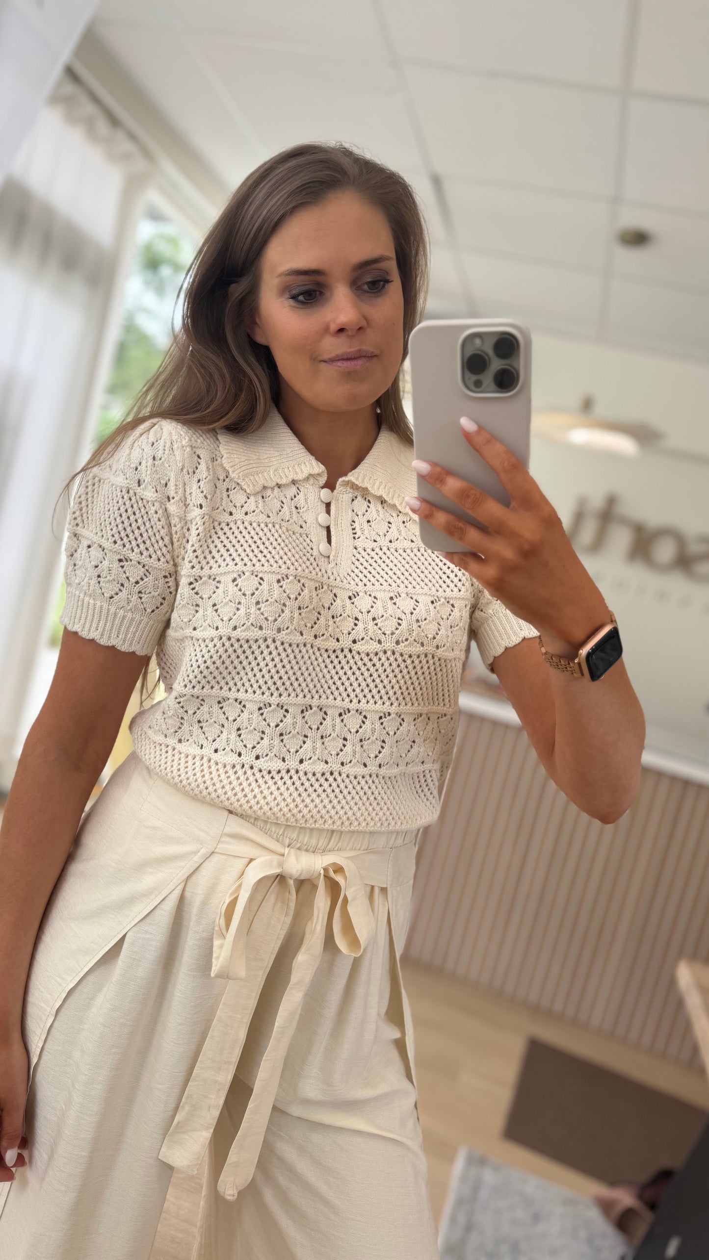Romance Knit Polo Truitje - ecru