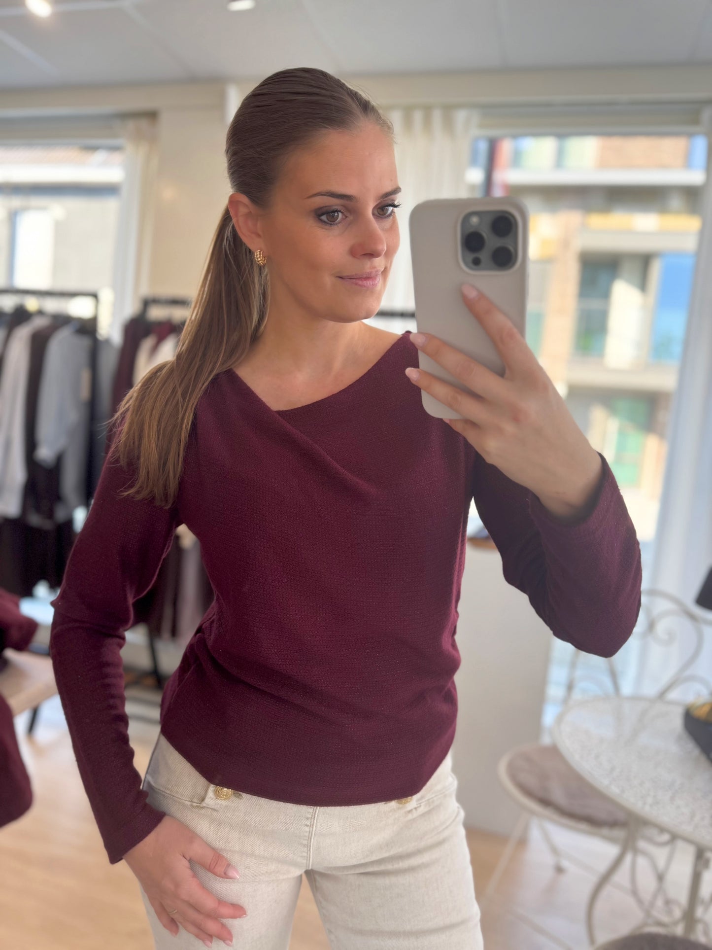 Top assymetrical neck - bordeaux
