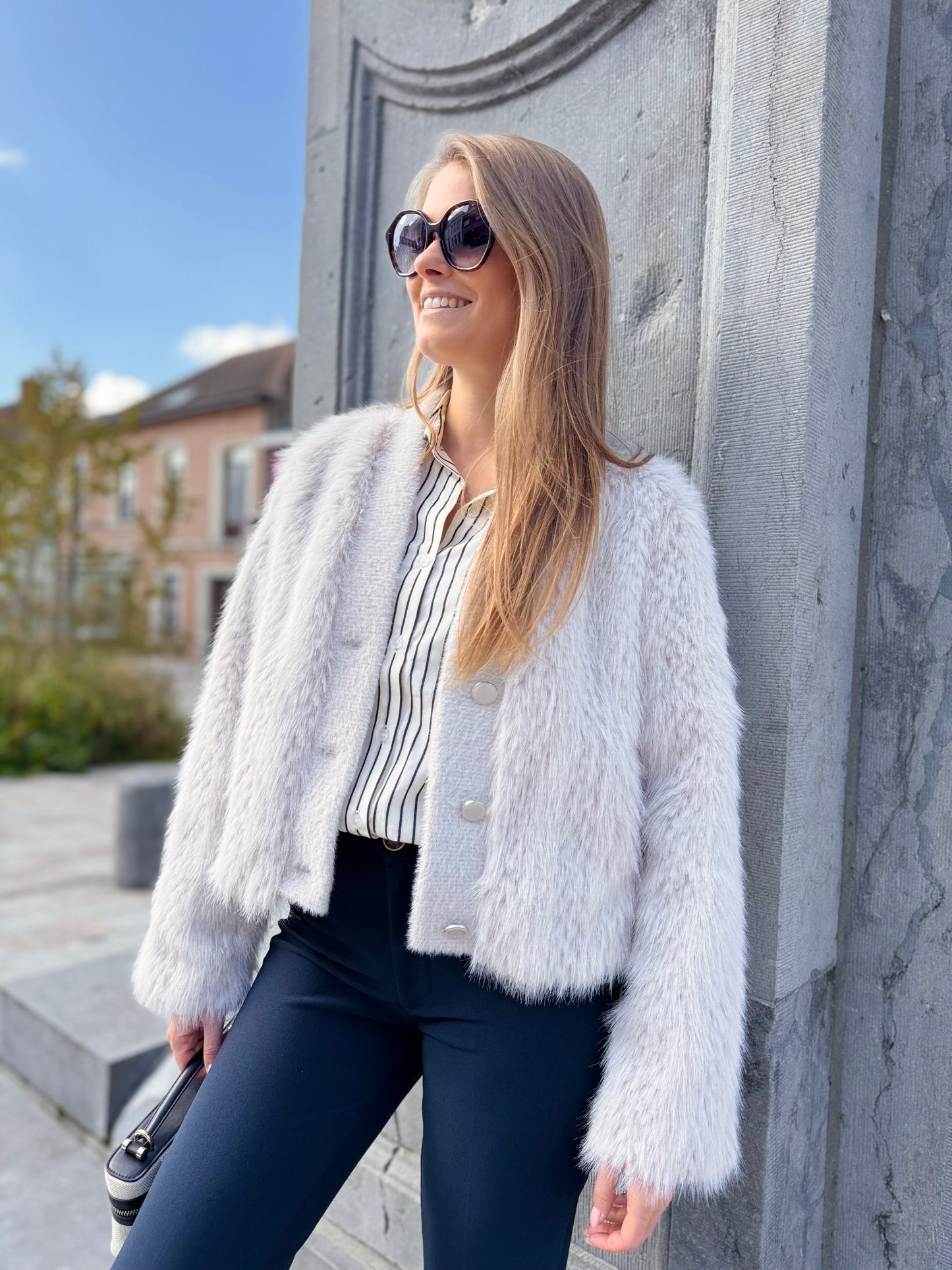 Chaimae faux fur jacket - birch