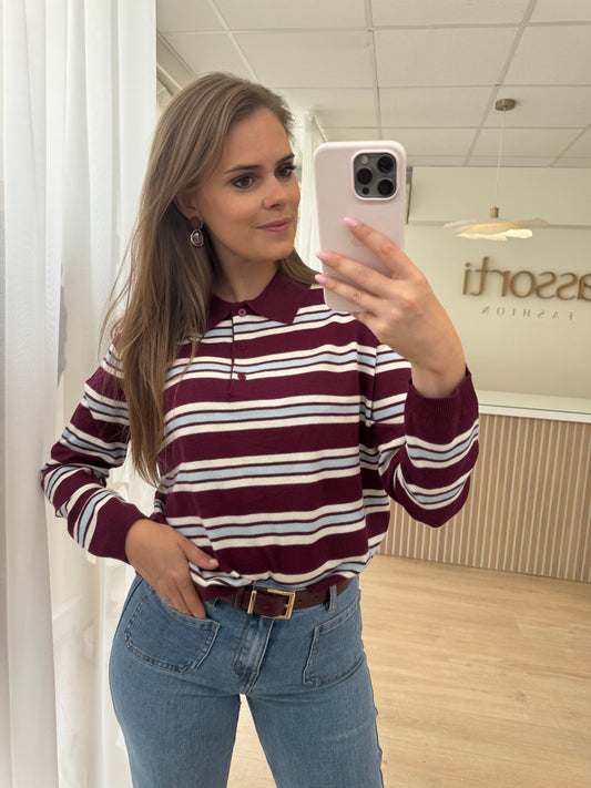 Striped sweater - bordeaux/lightblue