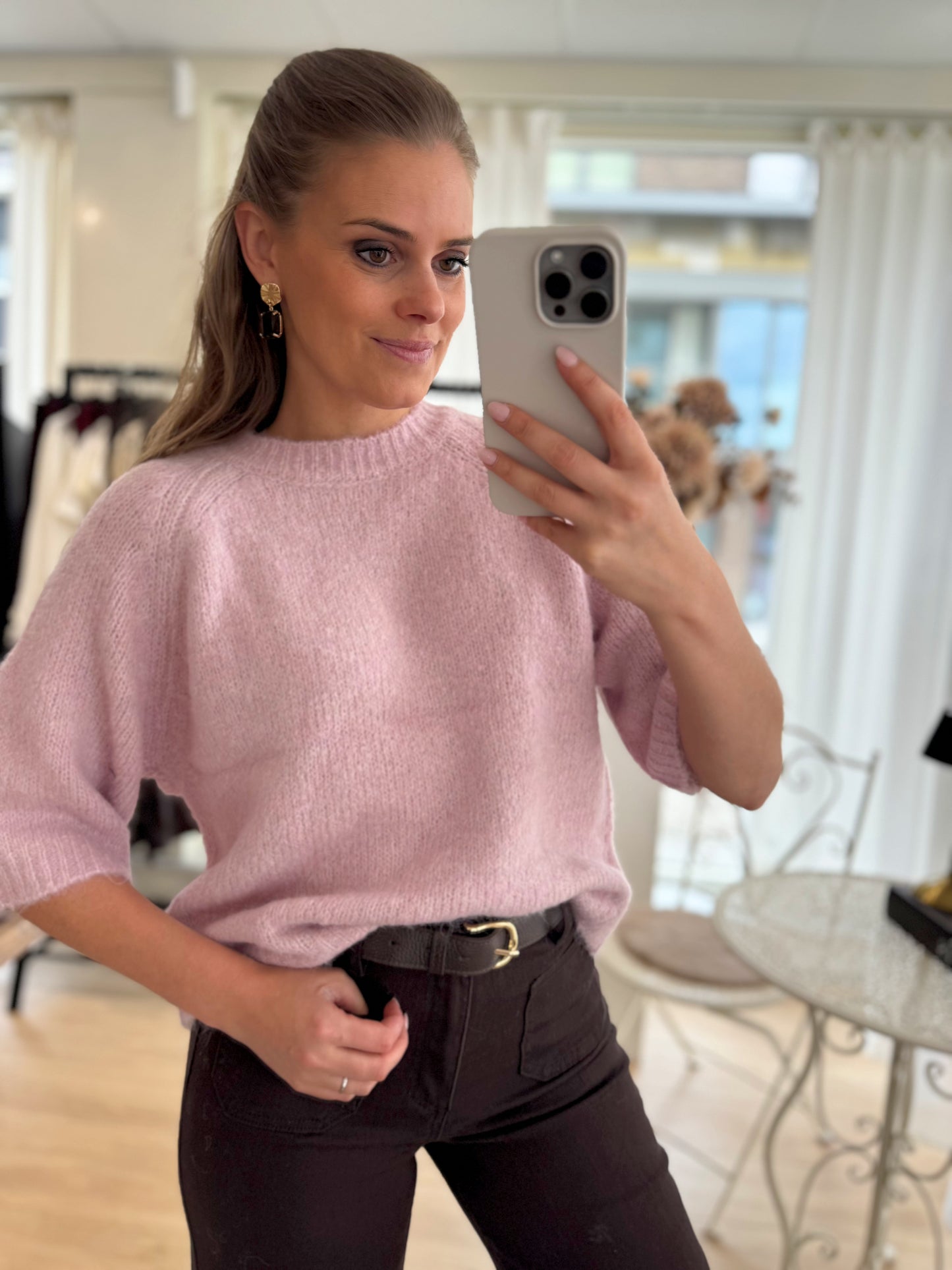 Emilie cropped knit - lichtroze