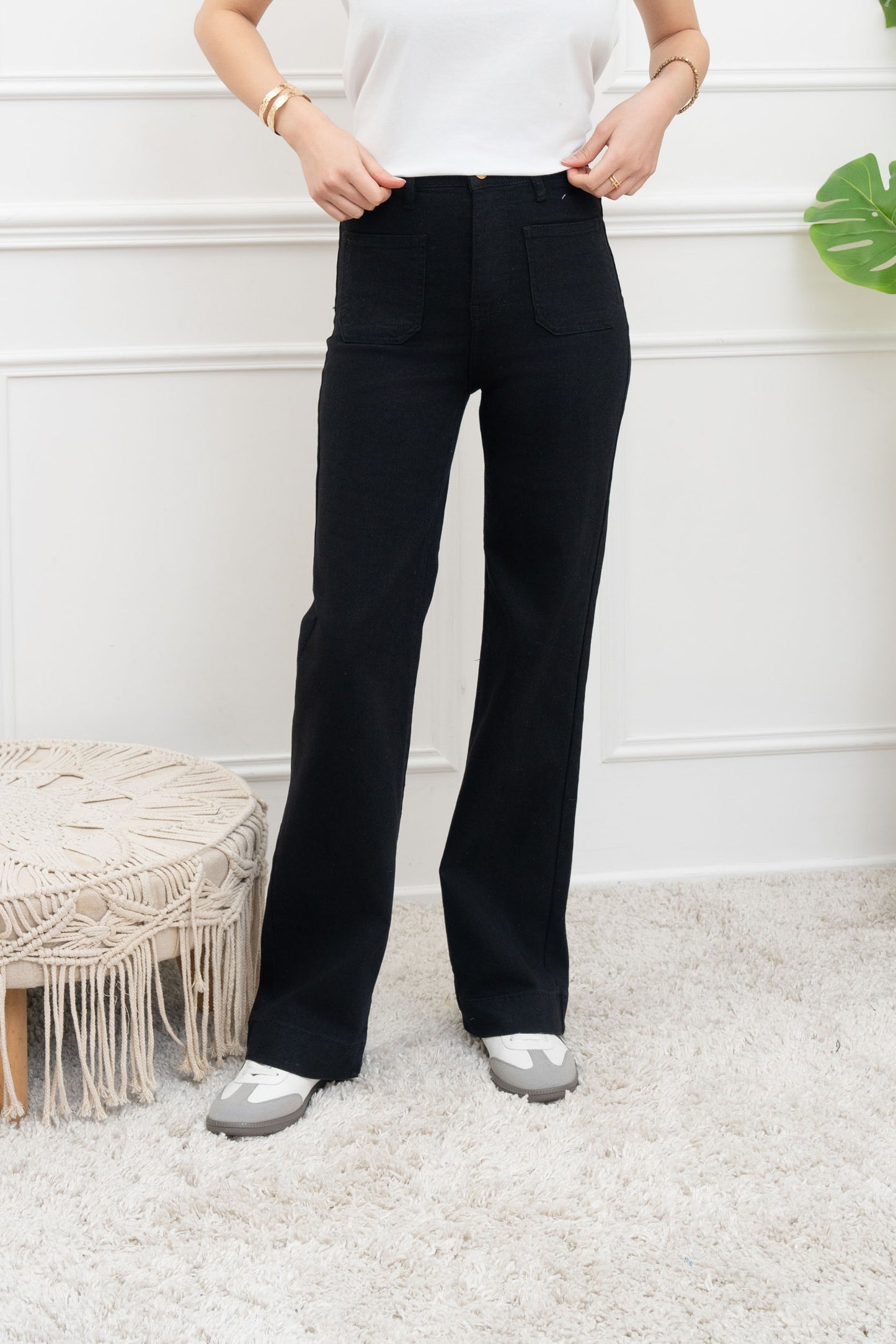 Stretch broek zakjes - zwart