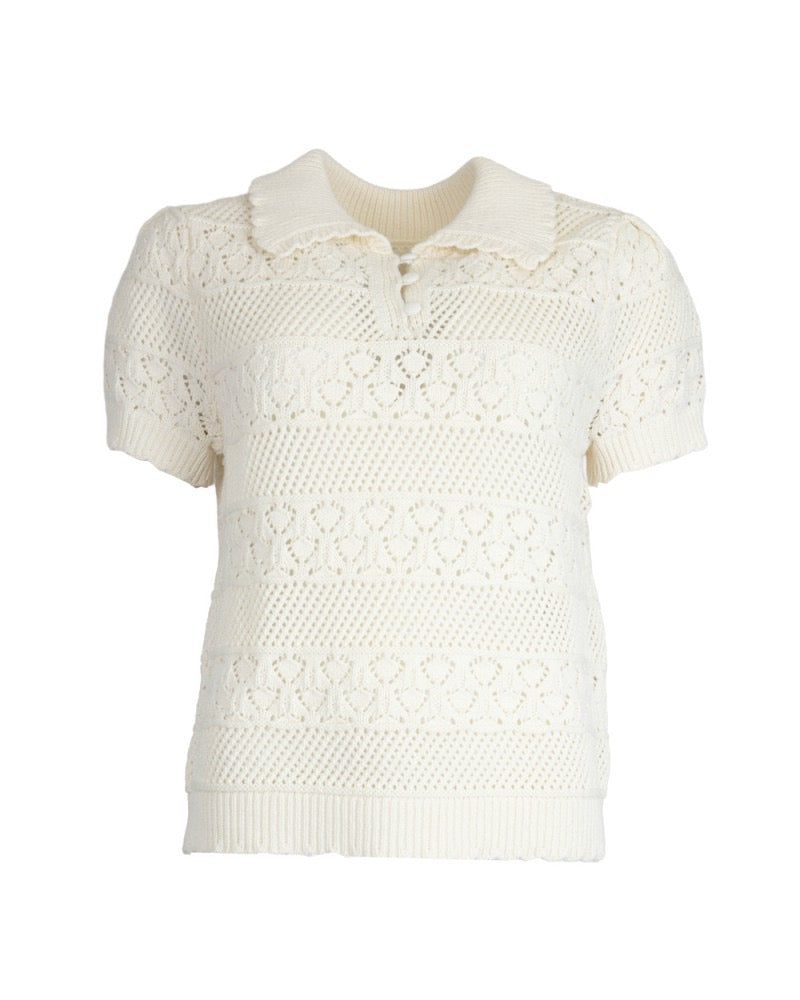 Romance Knit Polo Truitje - ecru