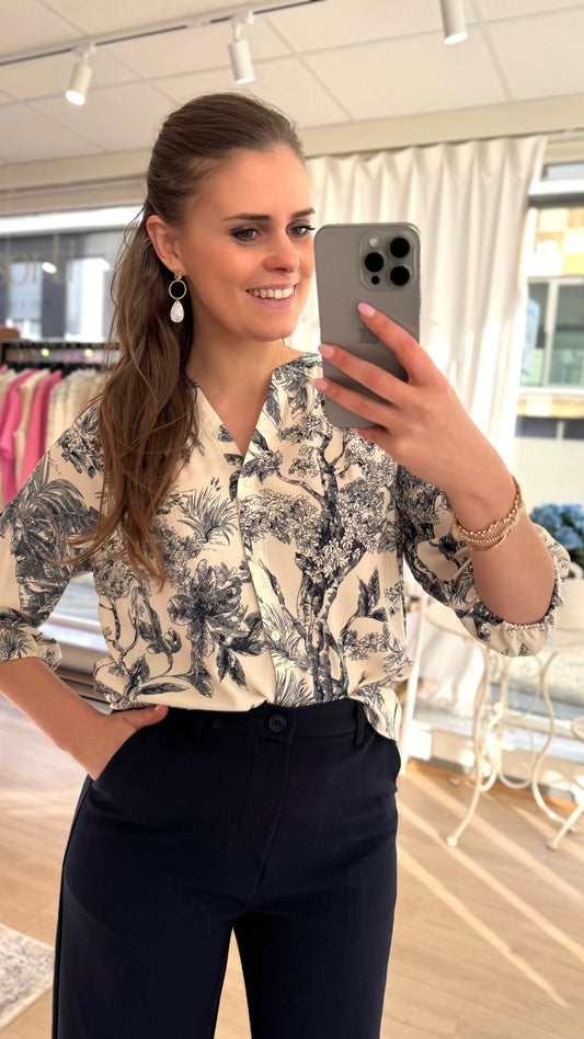 Carli 2 blouse botanic - marine/ecru