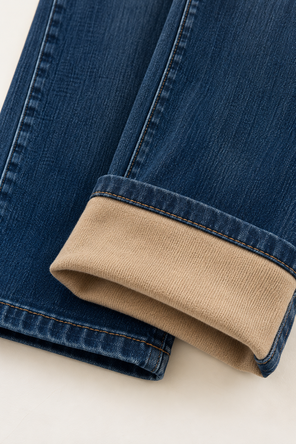 jeans wide leg fleece - blauw