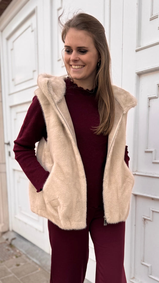 Fluffy vest ZM kap - ecru