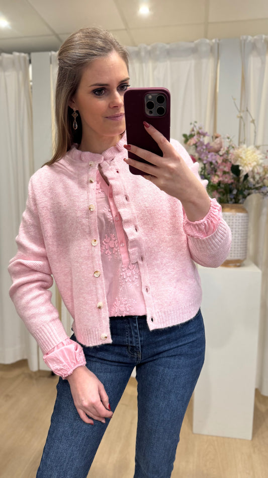 Gilet knoopsluiting frul - roze