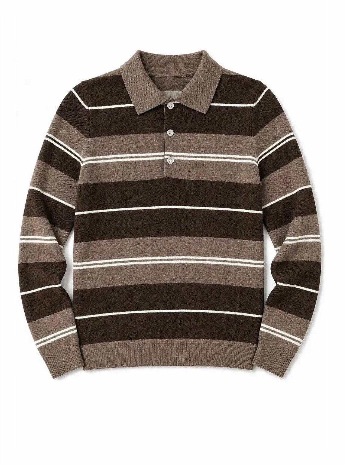 Gestreepte polo - taupe/bruin