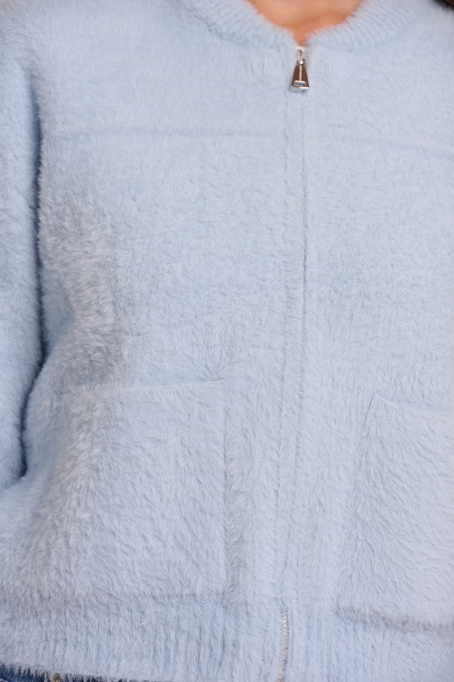 Bento fluffy gilet - lichtblauw