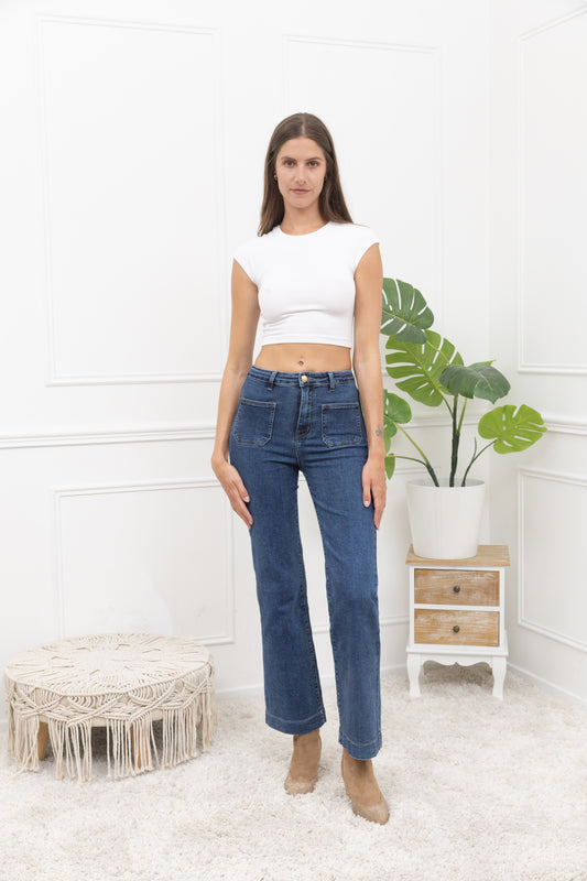 Stretch broek zakjes - blauwe jeans
