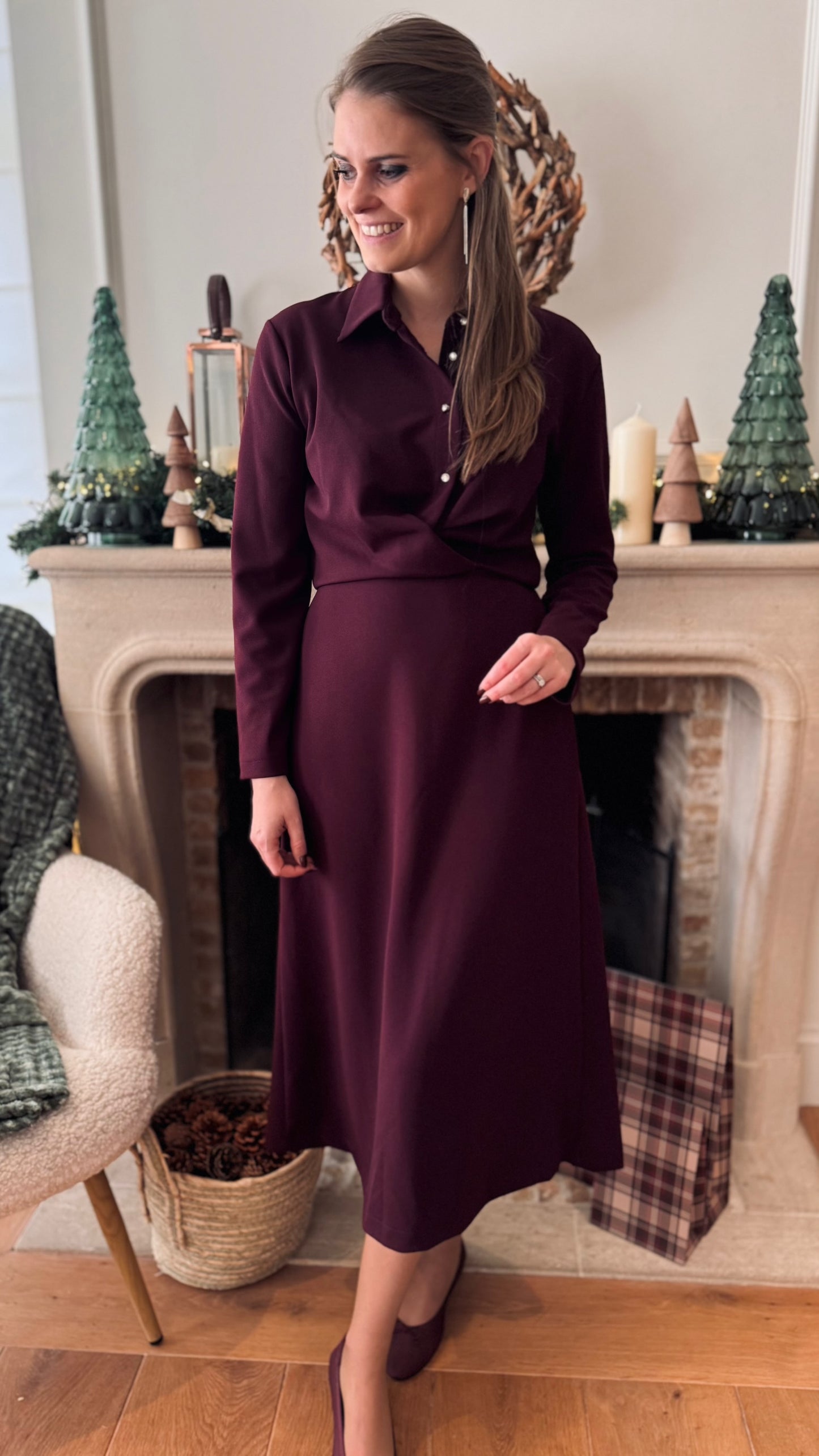 Liverpool kleedje strass steentjes - bordeaux