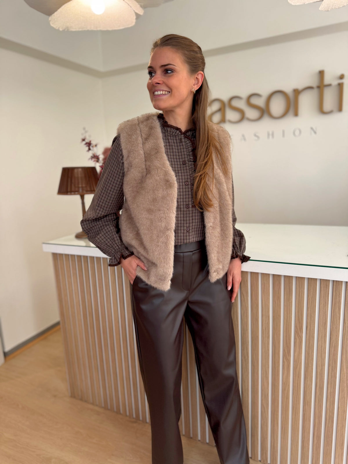 Joelle blouse ruit - bruin