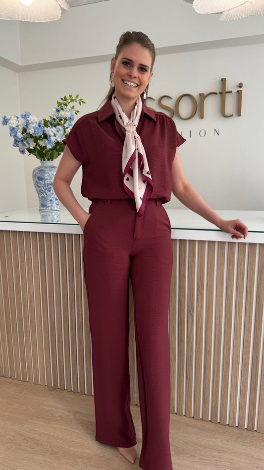 Crinkle pants - bordeaux