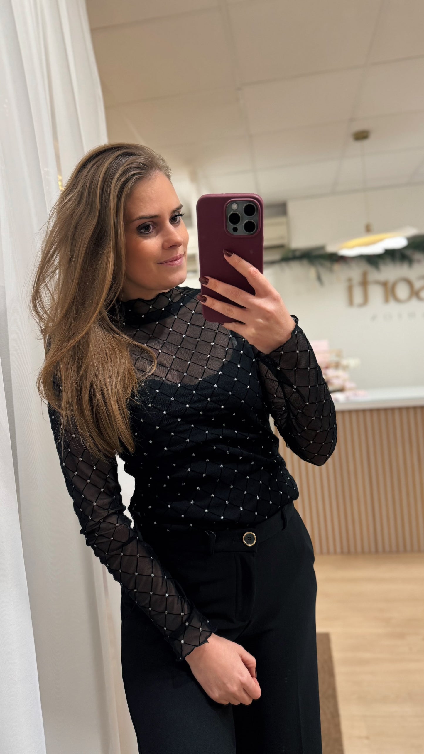 Mesh blouse - black/silver