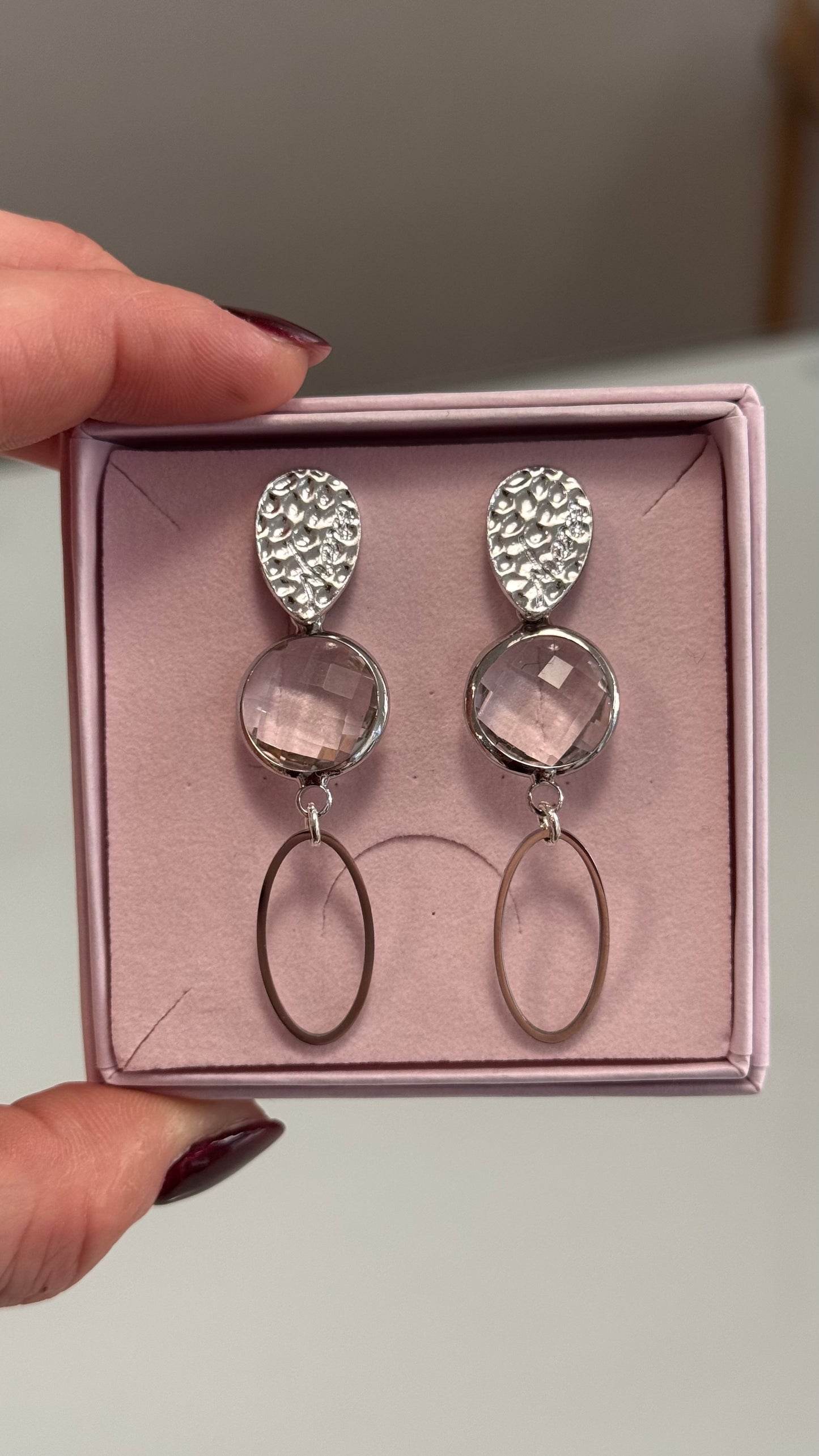 Oorbel O2504 - zilver/transparant