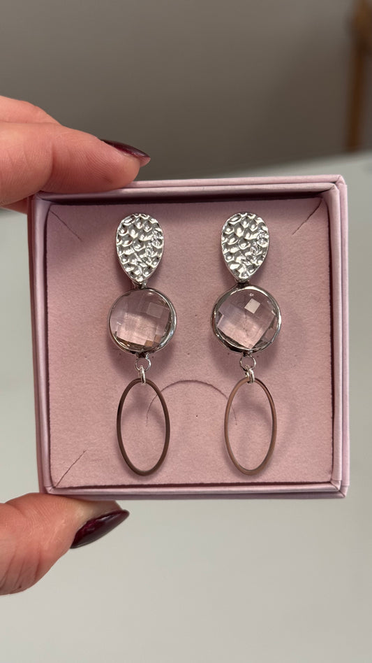 Oorbel O2504 - zilver/transparant