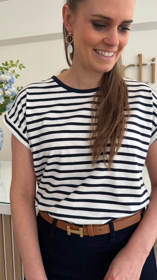 Rina stripe t-shirt - donkerblauw/wit